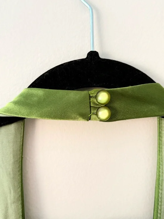 Vintage 90s Satin Slip Green Prom Dress Halter Rouched Maxi Gown Size 13/14 - Picture 9 of 17